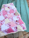 Patchwork Cuddle blanket in Pink and Cream
