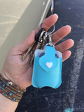 Aqua Hand Sanitizer Case -clip on keyfob - keychain to hold travel size hand sanitizers