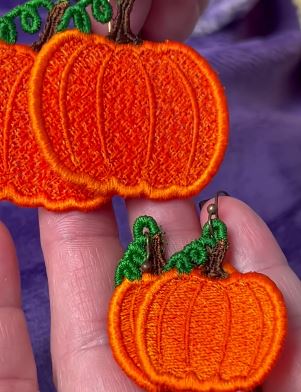 Pumpkin Freestanding Lace Embroidered Earrings