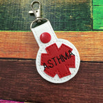 Medical alert bag tag - asthma alert clip on keyring - medical alert bag charm with asthma indication to increase awareness