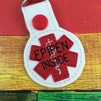 Medical alert bag tag - epipen inside alert clip on keyring - medical alert charm with epipen indication to increase awareness of allergy