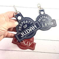 Personalized Name Tag - customized name Keyfob - embroidered keychain - best gifts under 20 -backpack tag -summer camp- school supplies