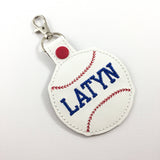 Personalized Baseball clip on bag tags - customized baseball or softball oversized keyfobs - label your bat bag - gear bag tag - team sports
