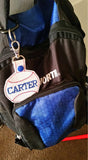 Personalized Baseball clip on bag tags - customized baseball or softball oversized keyfobs - label your bat bag - gear bag tag - team sports