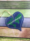 World Changer Christmas ornament - home decor - embroidered keepsake - best Christmas decor - Christmas gift ideas - package topper