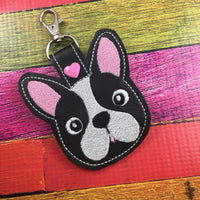 Puppy tag - novelty keyfob - boston terrier puppy keyring keychain -best gifts for her- gifts under 10