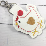 Chicken or Hen keyfob - novelty keychain gifts