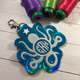 Octopus Monogram Keyfob - octopus keyring keychain -best gifts for her- gifts under 20