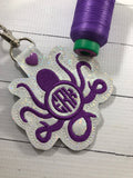 Octopus Monogram Keyfob - octopus keyring keychain -best gifts for her- gifts under 20