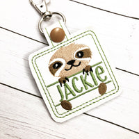 Sloth Personalized Keyfobs or Backpack Tags