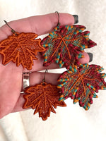 Maple Leaf  Freestanding Lace Embroidered Earrings