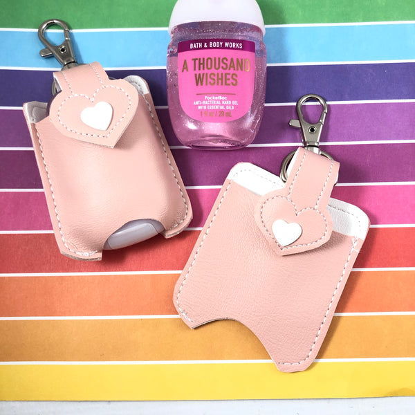 Blush Pink Hand Sanitizer Case -clip on keyfob - keychain to hold travel size hand sanitizers