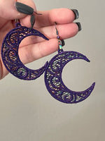 Swirl Moon Freestanding Lace Embroidered Earrings