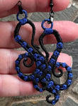 Black and Blue Octopus Tentacle Earrings